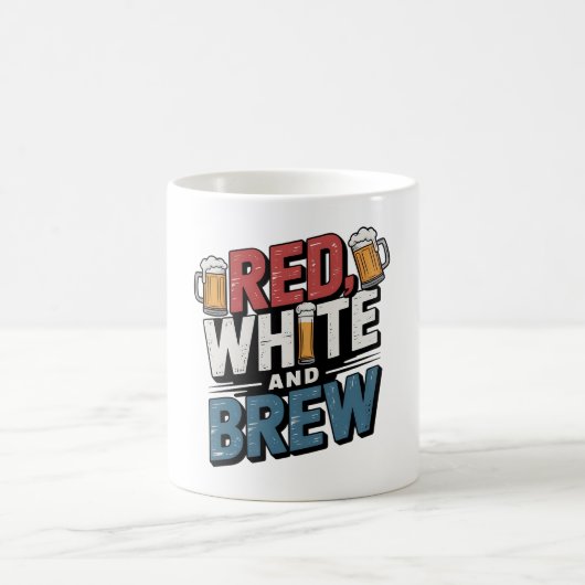 Rot-Weiß und fett-braun-Design Kaffeetasse (Mittel)