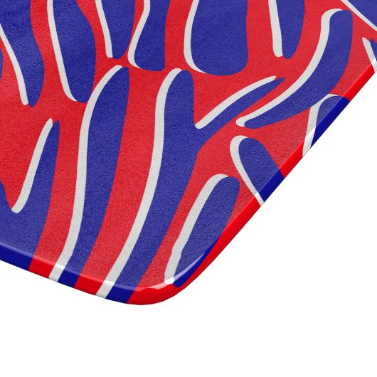 Rot, Weiß und Fett | Tiger Stripe Glass Schneidebrett (Ecke)