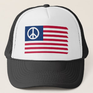 Rot Weiß und Frieden Patriotischer Frieden USA-Fla Truckerkappe