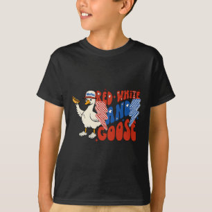 Rot Weiß Und Gans 4. Juli Patriotische Gans Ho T-Shirt