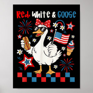 Rot Weiß Und Gans 4. Juli Patriotische Gans Wo Poster