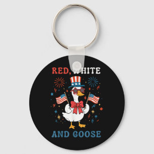Rot Weiß Und Gans Groovy Alberne Gans Usa-Flagge F Schlüsselanhänger