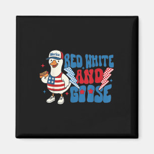 Rot Weiß Und Gans Lustig 4. Juli Patriotisch USA Magnet