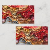 Rot-weiß und Gold-Marmor-Alkoholtinte Visitenkarte (Vorne/Hinten)