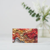 Rot-weiß und Gold-Marmor-Alkoholtinte Visitenkarte (Stehend Vorderseite)