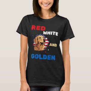 Rot Weiß und Golden Retriever Patriotisch Amerikan T-Shirt