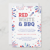 Rot weiß und GRILLEN 4. july patriotische Feuerwer Einladung (Vorderseite)