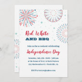 Rot, Weiß und GRILLEN Einladung (Vorne/Hinten)