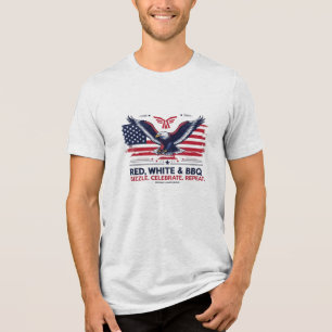 Rot, Weiß und GRILLEN - Hochwertiger Adler Premium Tri-Blend Shirt