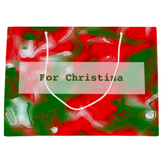 Rot, Weiß und Grün Abstrakt Große Geschenktüte (Vorderseite)