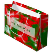 Rot, Weiß und Grün Abstrakt Große Geschenktüte (Vorderseite Schrägansicht)