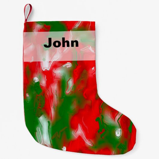 Rot, Weiß und Grün Abstrakt Kleiner Weihnachtsstrumpf (Vorderseite)