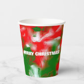 Rot, Weiß und Grün Abstrakt Pappbecher (Vorderseite)