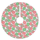 Rot, Weiß und Grün Peppermint Candy Swirl Polyester Weihnachtsbaumdecke (Vorderseite)