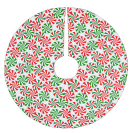 Rot, Weiß und Grün Peppermint Candy Swirl Polyester Weihnachtsbaumdecke