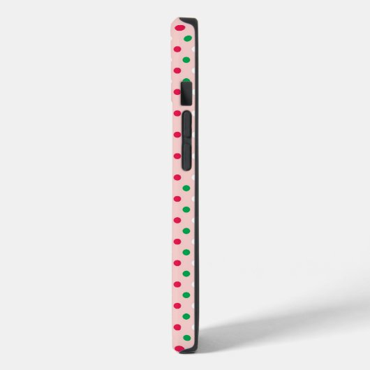 Rot, Weiß und Grün Polka Dots Handy Case (Rückseite / Links)