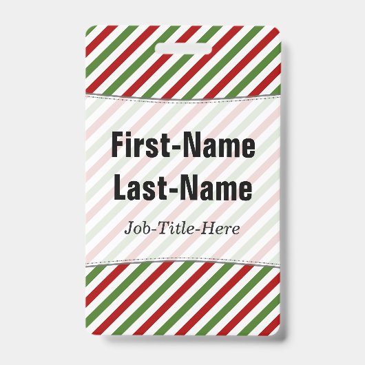Rot, Weiß und Grün Streifen; Individuelle Name Ausweis (Front)