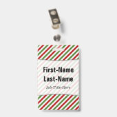 Rot, Weiß und Grün Streifen; Individuelle Name Ausweis (Back with Clip)