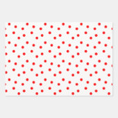 Rot-Weiß und grüner Polka-Punkt Geschenkpapier Set (Vorderseite)