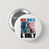 Rot weiß und Heiliger Papst Leo XIV, 4. Juli Button (Vorne & Hinten)