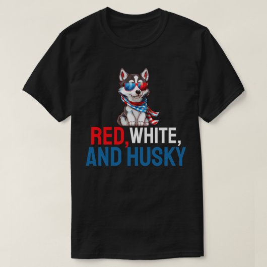 Rot, Weiß und Husky T-Shirt (Design vorne)