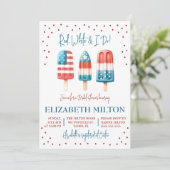 Rot, Weiß und I Do Patriotic Popsim Brautparty Einladung (Stehend Vorderseite)