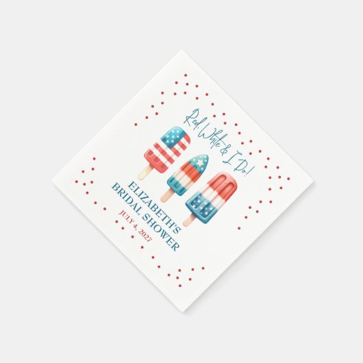 Rot, Weiß und I Do Patriotic Popsim Brautparty Serviette (Ecke)