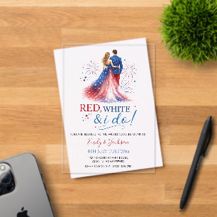 Rot Weiß und ich mache Acryl-Hochzeitseinladung Acryleinladungen
