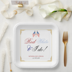 Rot Weiß und ich mache eine patriotische Hochzeit  Pappteller