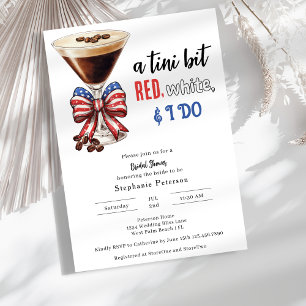 Rot Weiß und ich mache Espresso Martini Brautparty Einladung
