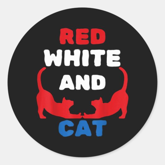 Rot Weiß Und Katze Patriotisch Lustige Katze Ameri Runder Aufkleber (Vorderseite)