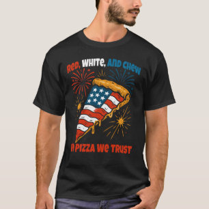 Rot Weiß und Kauschige Lustige Patriotische Pizzas T-Shirt