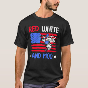 Rot weiß und Moo 4. Juli Kuh US-Flagge Bauer T-Shirt