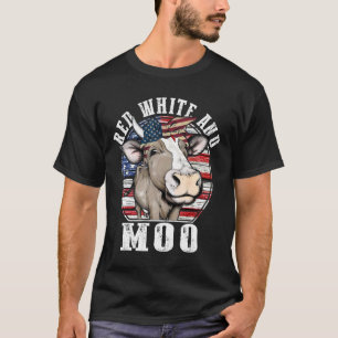 Rot weiß und Moo 4. Juli Kuh US-Flagge Bauer T-Shirt