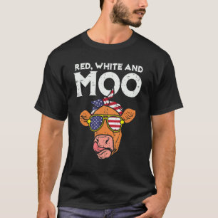 Rot weiß und Moo Kuh US-Flagge 4. Juli 4. T-Shirt