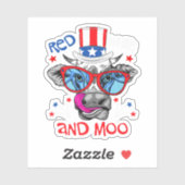 Rot weiß und Moo Patriotic Farm Kuh USA Flagge. Pe Aufkleber (Blatt)