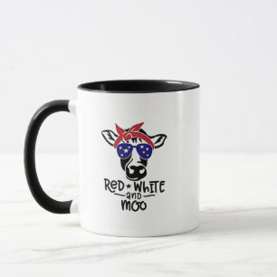 Rot Weiß und Moo Patriotische Kuh Vierter Juli Tasse