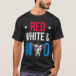 Rot-Weiß und Moos-Patriotische Flagge der USA Kühe T-Shirt