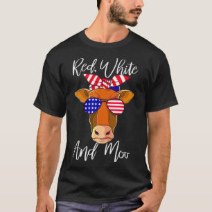 Rot Weiß und Muh patriotische Kuh Flagge lustig 4. T-Shirt