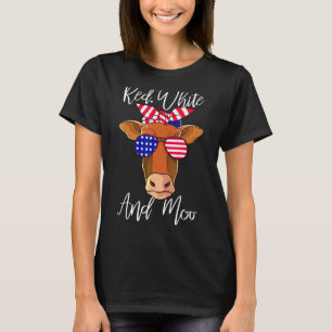 Rot Weiß und Muh Patriotische Kuh USA-Flagge Lusti T-Shirt