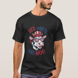 Rot, Weiß und Muh Patriotische Kuh zum vierten Jul T-Shirt