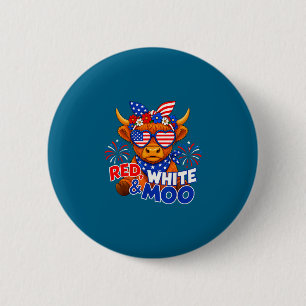 Rot weiß und muuh lustige patriotische Highland-Ku Button