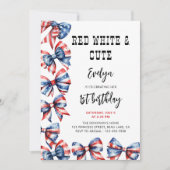 Rot-Weiß und Niedliche Bogen jedes Alters Kinderge Einladung (Vorderseite)
