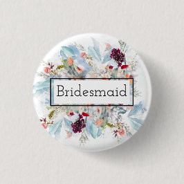 ROT WEISS UND ORANGE FLORAL ELEGANT BRIDESMAID BUTTON