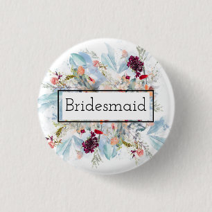 ROT WEISS UND ORANGE FLORAL ELEGANT BRIDESMAID BUTTON