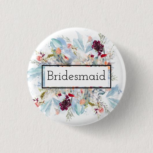 ROT WEISS UND ORANGE FLORAL ELEGANT BRIDESMAID BUTTON (Vorderseite)