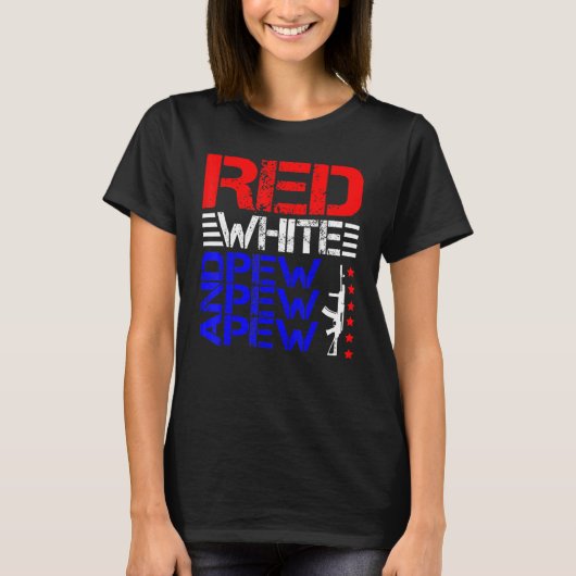 Rot weiß und Pew Pew T-Shirt (Vorderseite)
