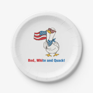 Rot, Weiß und Quack! Patriotischer Enten-Grafik Pappteller