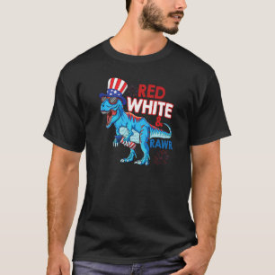 Rot Weiß Und Rawr Rex USA Dinosaurier Patriotisch T-Shirt