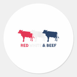 Rot weiß und Rindfleisch 4. Juli Rind Kuh amerikan Runder Aufkleber